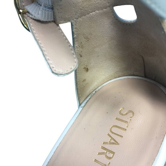 Stuart Weitzman Nudist June White Leather Block Heel Sandals Women's Size 8B - Picture 6 of 16